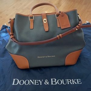 Dooney & Bourke Navy and Brown Leather Tote